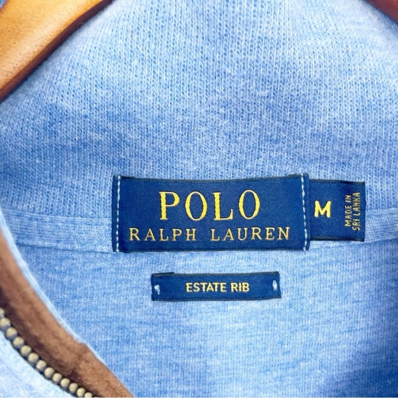 Polo Ralph Lauren Quarter Zip Sweater Estate Rib Blue Size M - Picture 3 of 7